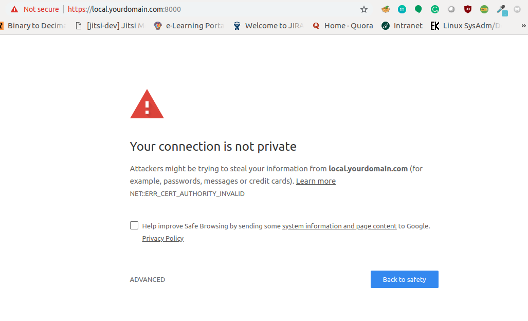 Connection is not private